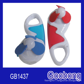 Promotion Gift Portable Mini Plastic LED Light Carabiner Fan (GB1437)